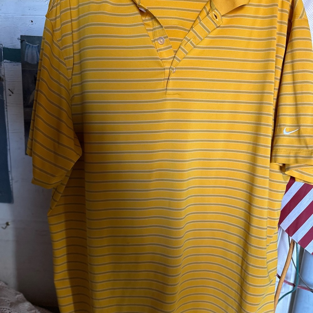 Nike Yellow Polo Shirt with Stripes